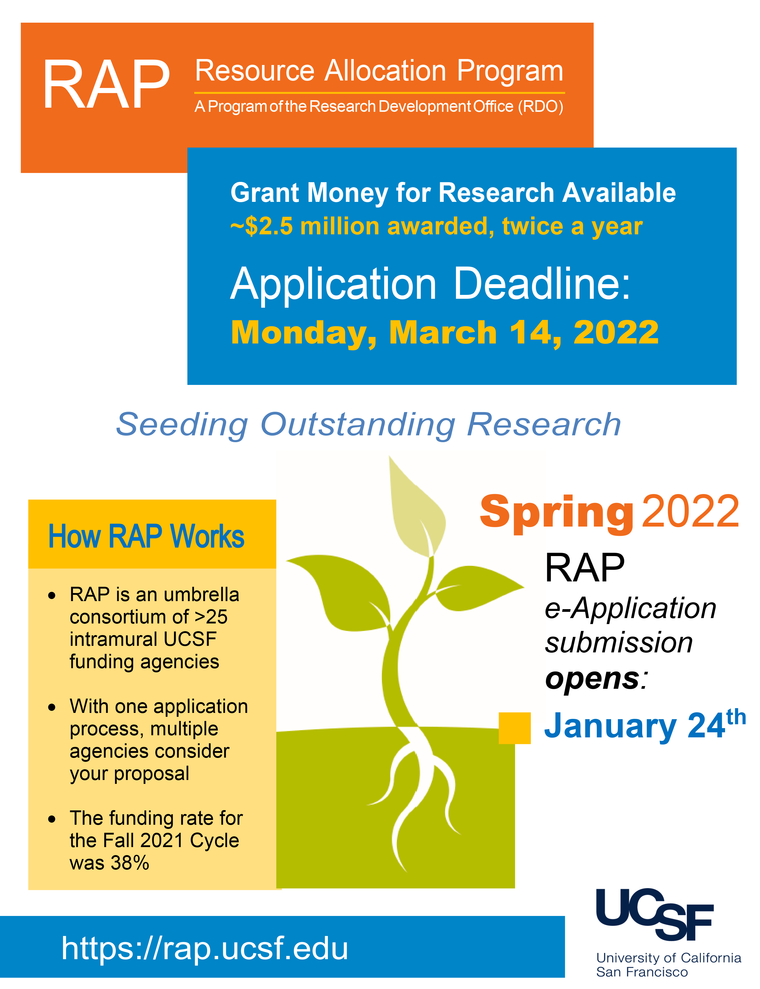 Flyer announcing RAP application deadline